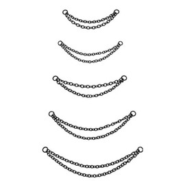 5PCS Nose Chain Stainless Steel Black Nose Ring Chain Piercing Across Nose Cross Heart Double Nose Nostril Jewelry for Women Men