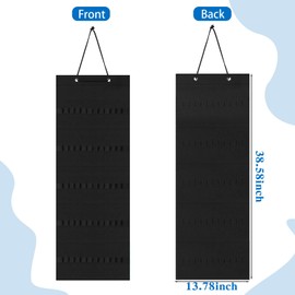 Tudomro Hanging Headband Holder for Girls Felt Headband Organizer with 60 Elastic Bands Bow Hanger for Girls Hair Bows, Without Headbands (Black,Classic)