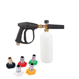 ZONADAH Foam Cannon 3/8" Quick Connector Gun Kit 1L Snow Foam Lance Foam Blaster High Pressure Car Washer Gun Adjustable Jet Wash Quick Release, 3000 PSI, with 5 Nozzle Tips