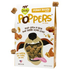 Snicky Snacks Peanut Butter Poppers - Crunchy Dog Treats - All-Natural, Grain-Free - Made in The USA (10 Oz Pack of 2)