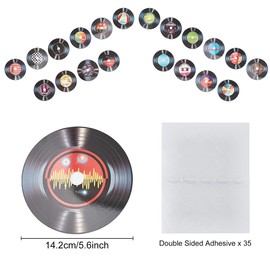 NICENEEDED 20 Pcs Record Wall Collage, Record Cutout Banner, CD Album Cover Posters Collage 1950's Rock and Roll Music Party Decorations PVC Record Wall Decor Signs Wall Stickers