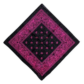 [the largest selection] Contrast Color Bandana Paisley Pattern (Regular Size, Regular Size) Paisley Bandana - 55x55, multicolor (black / pink)