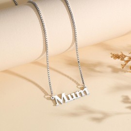 JSNOM Gifts for Mum Nanny Grandma Sister: Silver Chain Pedant Necklaces with Gift Box, Jewellery Gifts for Mum Grandma from Daughter Son Grandchildren (Mum) (Box Chain-Mum)