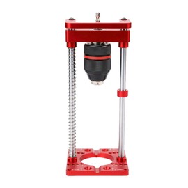 Generic Portable Drillling Guide, Drill Stand Hinge Locator Aluminum Alloy Hand Drill Holder Keyed Chuck Scales Slot for Woodworking, Adjustable Dowel Hole Drilling Guide Rod Thicknesses