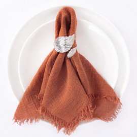 Socomi Fall Thanksgiving Napkins Terracotta Linen Cloth Napkins Washable Dinner Napkins Fringe 17"x17" for Fall Friendsgiving Baby Shower Wedding Decoration Set of 8
