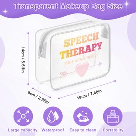 Speech Therapy Gifts Clear Makeup Bags with Zipper Speech Therapist Appreciation Gift Speech Language Pathologist Assistant Gifts Cosmetic Travel Bag Organizer Speech Therapy Thank You Gifts