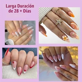 Uñas Postizas Cortas Almendradas, 300 Unidades, Uñas Postizas Cortas de Gel Suave, Uñas Acrílicas con Forma de Almendra, 12 Tamaños, Sin Curva C, Kit 