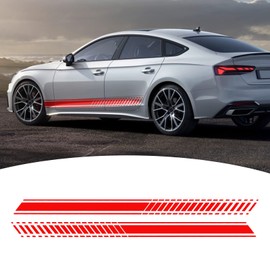 Bilisin Universal Car Vinyl Sports Racing Stripe Graphic Stickers BI003 for Auto Body Door Side DIY Modified Decals Decoration for All Cars SUV Truck Off-Road Vehicles Red
