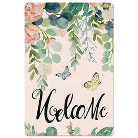 Letnspk Spring Summer Floral Garden Sign Hello Spring Decor Farmhouse Spring Decor Yard Sign for Spring Summer Flowers Metal Sign