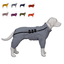 Warm Dog Coat Double Layers Dog Vest, 4 Legs Covered Windproof Waterproof Reflective Warm Dog Vest Outdoor Skating Dog Costume for Small Medium Large Dogs Gray L