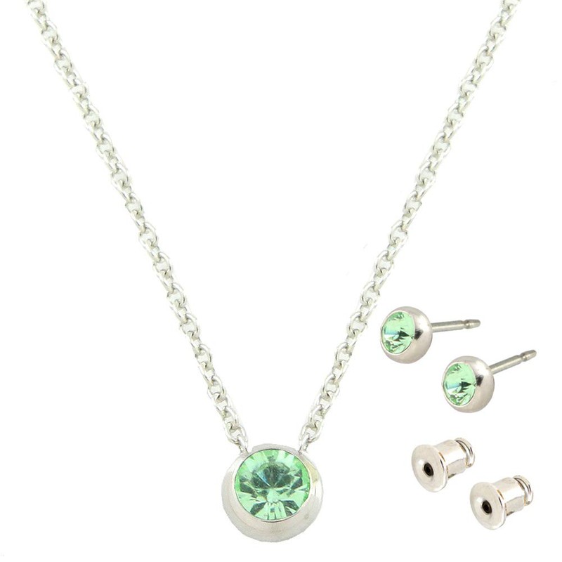 Jewelry Shop M Japanese-made Birthstone Necklace and Earrings Set with