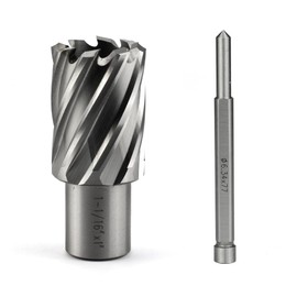 Annular Cutter JESTUOUS 1-1/16 Inch Cutting Diameter 3/4 Weldon Shank 1 Cutting Depth with Pilot Pin Slugger Bits HSS Kit for Magnetic Drill Press,1 Piece