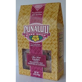Punalu'u Bake Shop's Sun Sweet Guava Flavored Macadamia Nut Shortbread Cookies, All Natural, 100% Butter, Freshly Baked in Hawaii, 6 Ounce Package