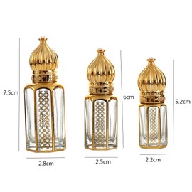 3 Pcs Glass Dropper Bottles Refillable Mini Essential Oil Dropping Bottle Travel Cosmetic Perfume Sample Containers with Gold Cap