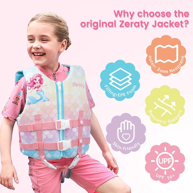Zeraty Children's Life Jacket Swimming Jacket for Toddlers with Adjustable