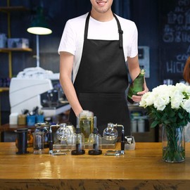 Auranso 2 Pack Aprons, Adjustable Neck Chef Apron with 2 Pockets Kitchen Cooking Apron for Women Men Home Baking Gardening BBQ Craft Restaurant Deep Brown