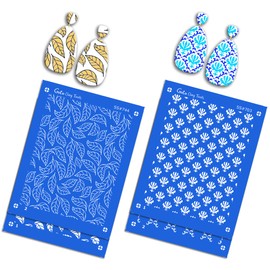 GOTO CLAY TOOLS 2 layers leaves Slik Screens, 2 layers ornamental silkscreens for polymer clay earring making SSCMB-83