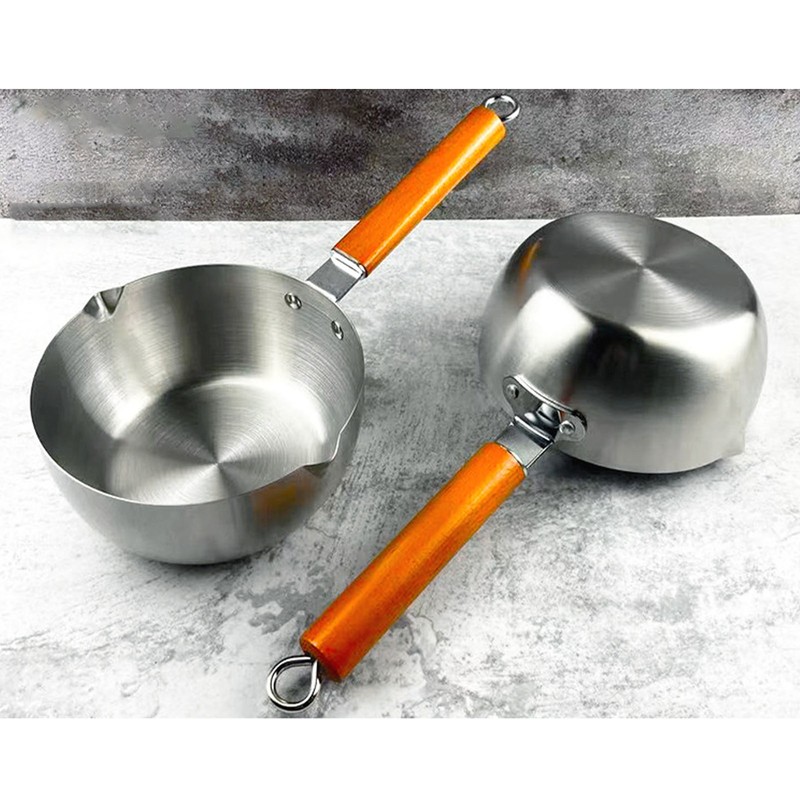 Milk Warmer Pot Stainless Steel Prevent Sticking Wooden Handle Thickened