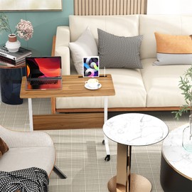 SogesGame 31.5 inches Side Table with Wheels,Snack Side Table with Castors Mobile End Table Easy to Assemble for Laptop,Oak,05#3-80OK-S8-US