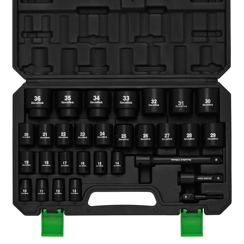 TecoTek 30 Pieces 1/2-Inch Drive Shallow Metric Impact Socket Set,