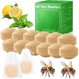 12 Pack Natural Wasp & Bee Repellent Outdoor, Peppermint Oil Carpenter Bee Deterrent for Yellow Jackets, Hornets & Mud Wasps, Safe for Patio, Garden, Porch, Indoor & Outdoor Use