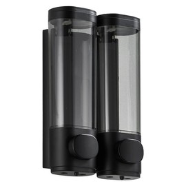 2-Chamber Soap Dispensers Wall Mount,400ml Bathroom Shower Dispenser,Press Manually Lotion Shower Soap Dispenser Use for Home,Bath,Kitchen,Hotels,Apartment,Restaurants(Black)