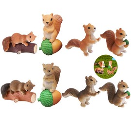 SUNSK Mini Squirrel Figures Spring Decoration Fairy Garden Ornaments Dollhouse Decoration Squirrel Ornaments for Easter Pack of 8