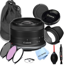 Canon RF-S 18-45mm f/4.5-6.3 is STM Lens (Canon RF),3 Piece Filter Kit, Lens Pouch,Hood and More (11pc) (Renewed)
