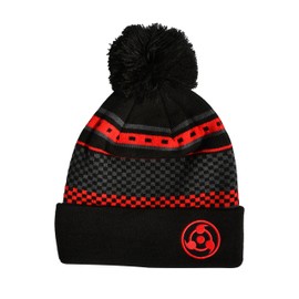 Elbenwald Naruto Knitted Hat with Bobble - Cuddly Bobble Hat in One Size with Anime Design for Men Women Unisex Multicoloured, Sharingan