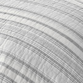 Levtex Bondi Stripe Grrey Full/Queen Cotton Quilt Set, Grey, Stripe