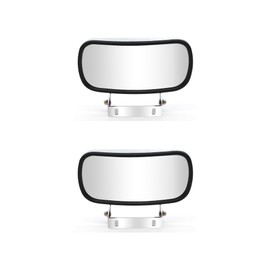 Adanz Stainless Steel Rectangular Convex Mirrors fit for Cars Trucks Boats Tractors Forklifts Improves Visibility eliminate blind spots adjustable mount U Bracket Universal Rearview Mirrors