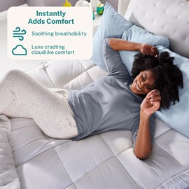 Sleep Innovations Cradling Cloud Mattress Pad Topper Cover, Twin Size, Quilted Pillow Top Protector, Plush Comfort Fiber