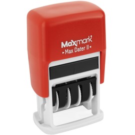 MaxMark Self-Inking Rubber Date Office Stamp with Shipped Phrase & Date - RED Ink (Max Dater II), 12-Year Band