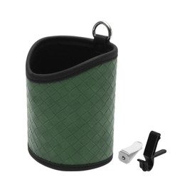 X AUTOHAUX Car Sunglasses Case Universal Sunglasses Holder for Car Check Leather Metal Green 11.5x10cm 1 Set