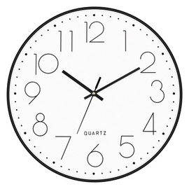 Foxtop 16 Inch Wall Clock Large Silent Non-Ticking Battery Operated Wall Clocks Round Quartz Modern Wall Clock Decorative for Office Living Room Bedroom Kitchen Home (Black)