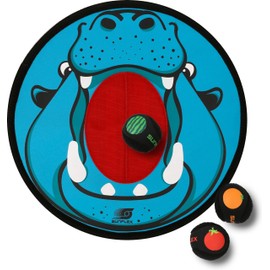 Sunflex® Hippo Toss Target with 3 Velcro Throwing Balls, Velcro Disc with Loop for Hanging, Throwing Game for Indoor and Outdoor Use, Children Learning to Target & Throw in a Play