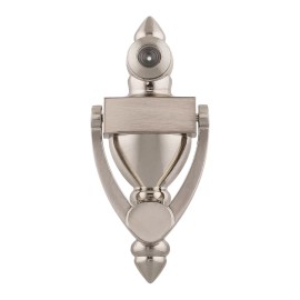 Harney Door Knocker with Viewer SN, 4" With 1/2" Bore 160 Degree Satin Nickel - 2 pack