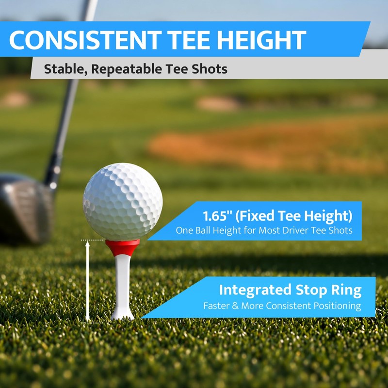 Full Choice Soft Rubber Head Golf Tees 3-1/4'',15 Pack Step