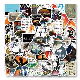 64Pcs Fly Fishing Stickers Pack, Aesthetic Vinyl Waterproof Sticker Decals for Water Bottle,Laptop,Phone,Skateboard,Scrapbooking,Bumper for Kids Teens Adults for Party Supply Decor Favor…