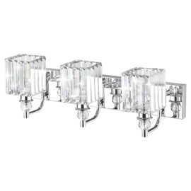Ralbay Modern Crystal Vanity Light 3 Light 24''Bathroom Lights Fixtures Over Mirror Chrome Vanity Light for Bathroom Wall Lighting