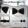 LJBFNN Rhinestone Bow Ties for Men, Adjustable Pre Tied Bow