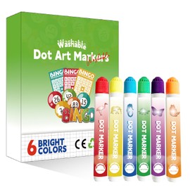 Blimark Dot Markers, Bingo Daubers Clearance for kids,Bingo Markes for Toddlers 1 2 3 4 5 Years,Washable, Non-Toxic, Acid-Free,6 Colors,120ml,No Mess