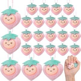 Equsion 24 Pcs Cute Strawberry Plush Kawaii Fruit Keychain Strawberry Party Favors for Car Keys Bag Wallet Purse Women Girls Summer Gifts Berry Birthday Supplies Classroom Gifts