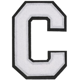 GYGYL 3PCS Chenille Varsity Letters Patch, Iron on Large Size Letter Patches for Team Costume Decoration, Height 4-1/2In, Black Edge Letter C