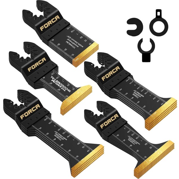 FORCA 25pcs Titanium Oscillating Tool Blades, Universal Multitool Blades for