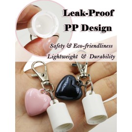 UniCrena Lip Balm Keychain Cap for Lip Gloss 2pcs - Key Chain Lip Balm Caps Holders with Mirror Heart Charms for 0.5oz 0.35oz