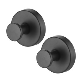 Suction Cup Hook, Strong Wall Hanging Hook, Bathroom Hook, 2 Pieces, Load Capacity 15.0 lbs (6.8 kg), Reusable Stainless Steel, Won't Damage Walls, Bath, Kitchen, Entrance, Black