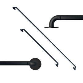 Sash Curtain Rod for French Doors, 16-28 Inch Adjustable, 3/8" Diameter, Screw-Mount Preferred (Stronger than Adhesive) or 3M Tape, Hidden Hardware, Fits Metal/Glass/Wood Doors, Set of 2 - Black