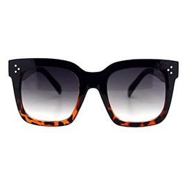 JuicyOrange Womens Oversized Fashion Sunglasses Big Flat Square Frame UV 400 Shiny black tort, smoke