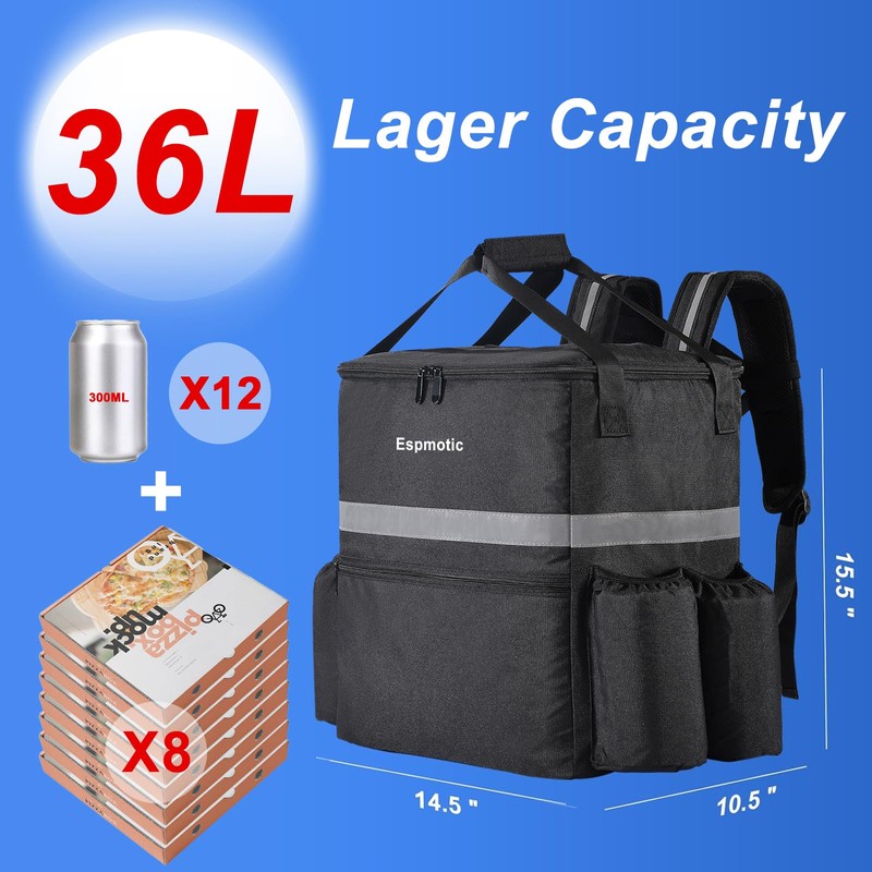 Food Delivery Backpack - Insulated, Large & Leakproof with 4